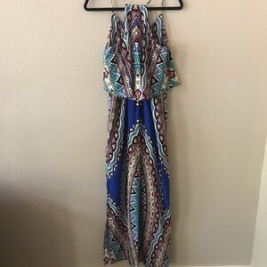 Pink Owl Blue Multi-Color Printed Maxi Dress